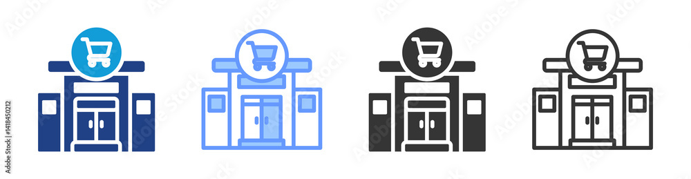 Poster supermarket icon set multiple style collection