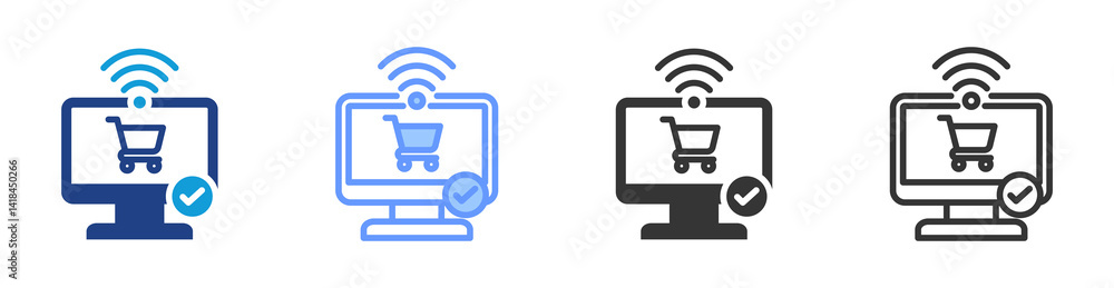 Poster online retailers icon set multiple style collection