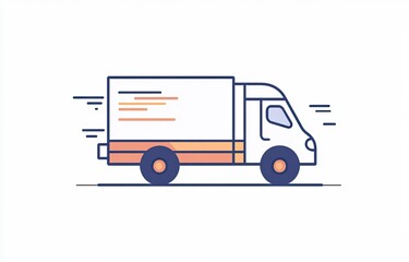 Speedy Delivery Truck: Minimalist Line Art Illustration