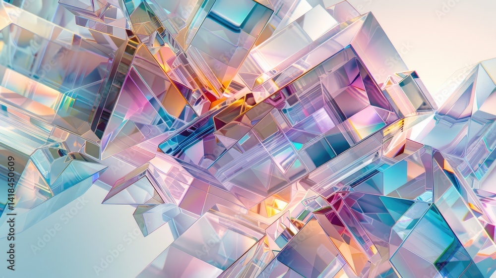 Aufkleber abstract picture colorful luxurious gem patterns with complex details of various crystals with sharp