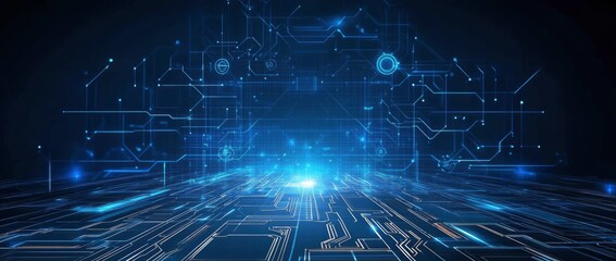 Digital Circuitry: A Futuristic Blue Glow Abstract