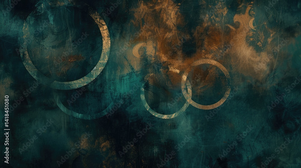 Poster abstract circle geometric shapes effect on surface of digital cyber design express scene of cyberspa