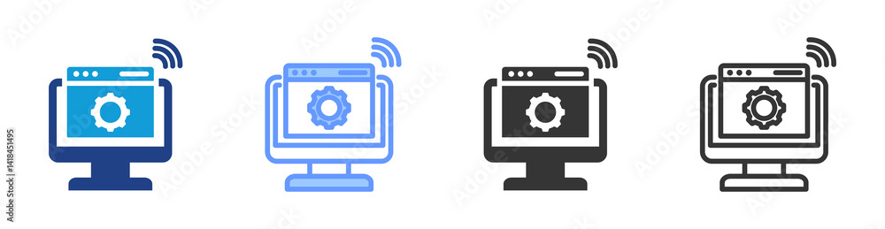 Poster Online Platform icon set multiple style collection