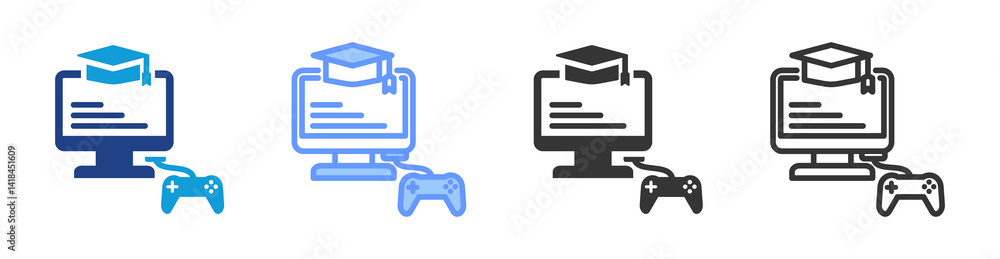 Aufkleber Gamification icon set multiple style collection
