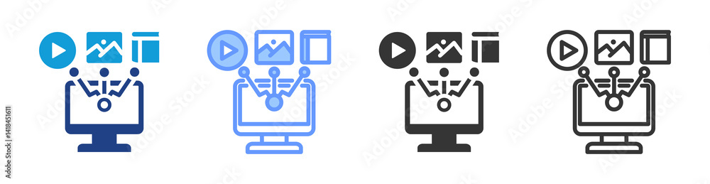 Aufkleber digital resources icon set multiple style collection