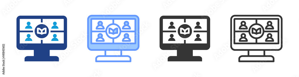 Poster Virtual Classroom icon set multiple style collection