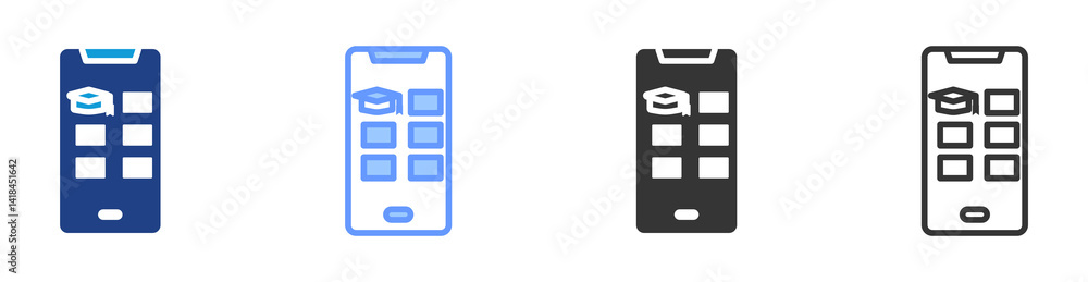 Aufkleber mobile learning apps icon set multiple style collection