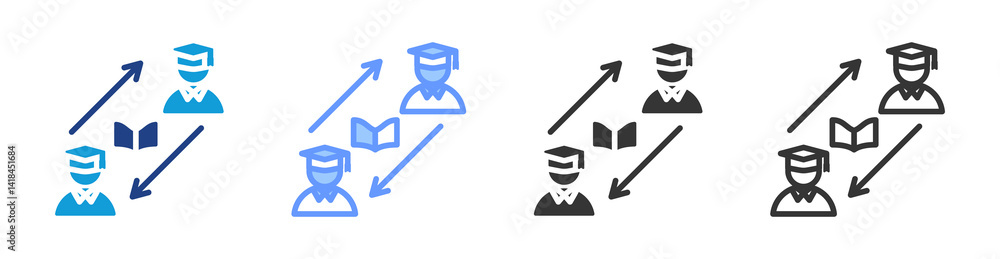 Aufkleber Peer To Peer Learning icon set multiple style collection