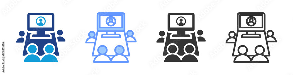 Poster Video Conferencing icon set multiple style collection