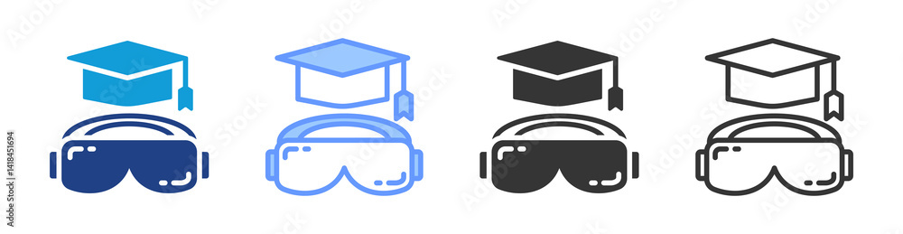 Poster Vr icon set multiple style collection