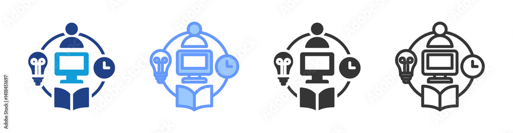 Poster Personalized Learning icon set multiple style collection