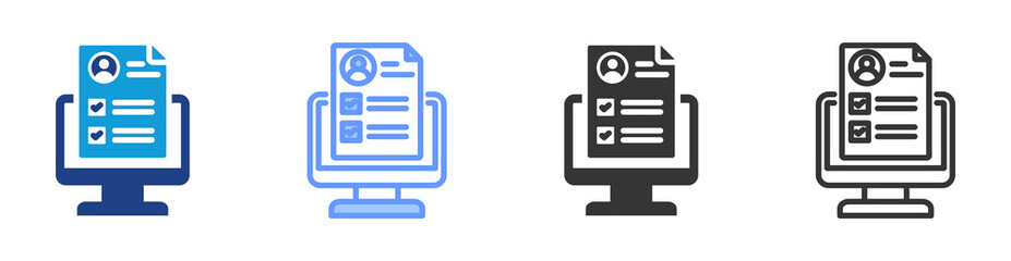 Online Assessment icon set multiple style collection