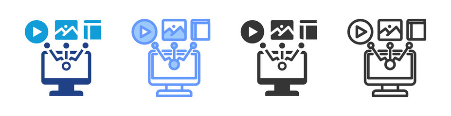 Digital Resources icon set multiple style collection