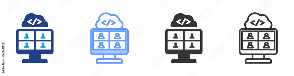 Aufkleber Online Coding Boot Camps icon set multiple style collection