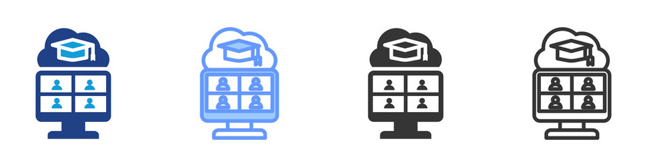 Virtual Study Groups icon set multiple style collection