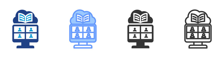 Fototapeta premium Online Course icon set multiple style collection