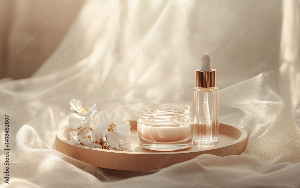 Poster elegant arrangement of soft textiles and natural elements creating a warm inviting atmosphere