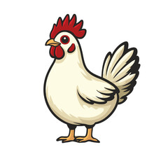 Fototapeta premium Simple cartoon illustration of a chicken character, showcasing its well-defined features and vibrant colors