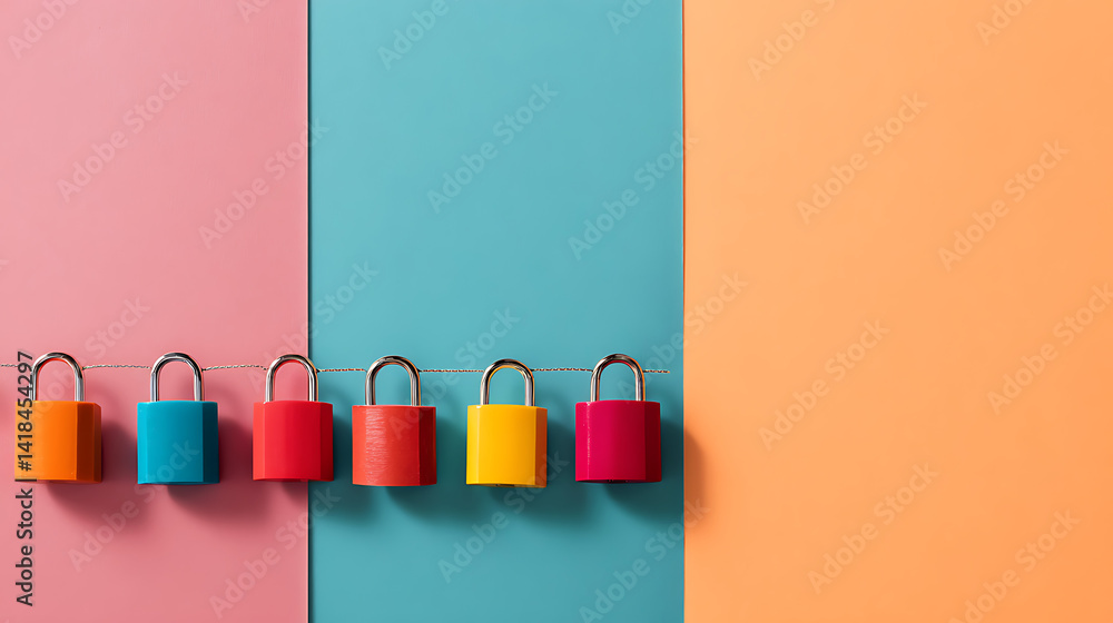 Poster cybersecurity pop art vibrant digital protection concept showcasing colorful network encryption padl