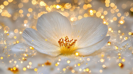 Sparkling White Flower, Festive Lights, Celebration