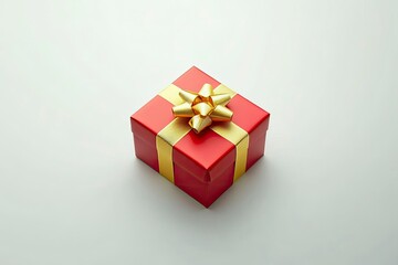 Red Gift Box: Elegant Gold Bow, Minimalist Design