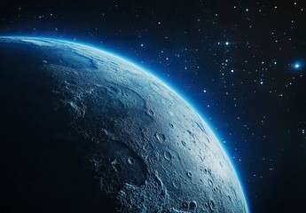 Celestial Body: A Serene Lunar Landscape in Deep Space