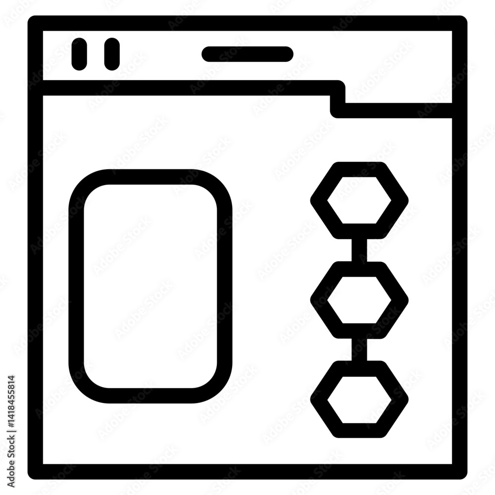Poster browser flowchart plan line icon