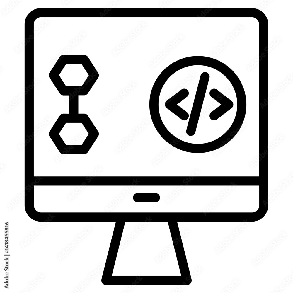 Poster browser flowchart plan line icon