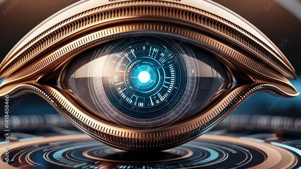 Poster intelligent eye design futuristic exploration of intricate details and technology patterns