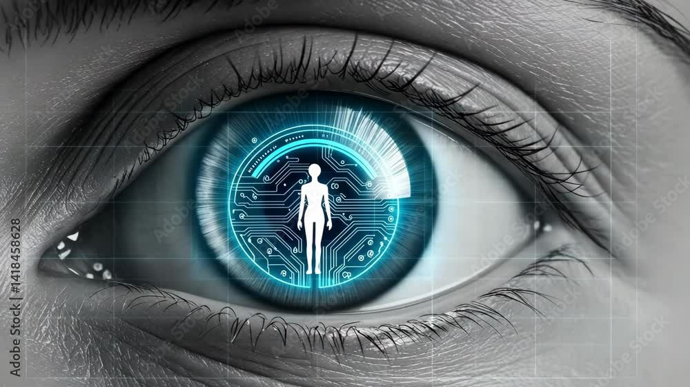 Poster intelligent eye futuristic glimpse into connection of technology and humanity through intricate circ