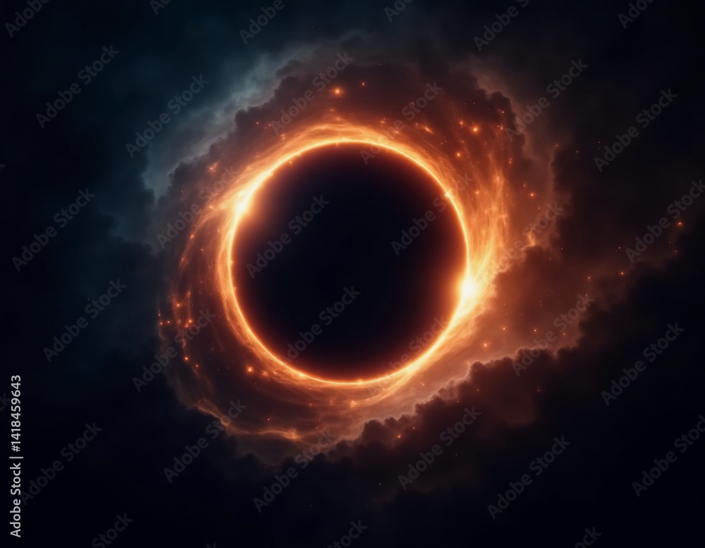 Poster a radiant eclipse captivates the viewer, creating a striking contrast against the deep black void. f