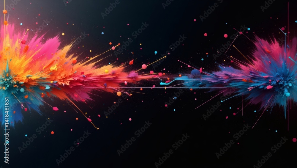 Poster abstract explosion of vibrant colors on a dark background