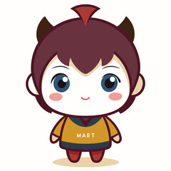 Obraz premium Cute cartoon character with horns and a name