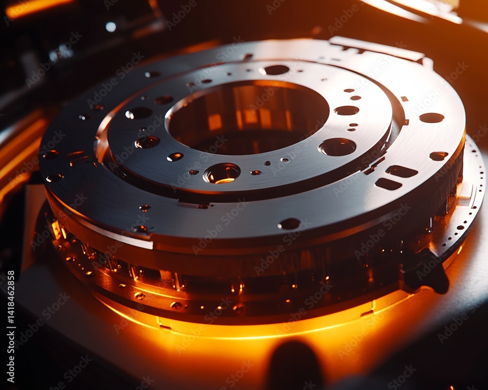 Poster close-up of a complex metallic circular mechanism