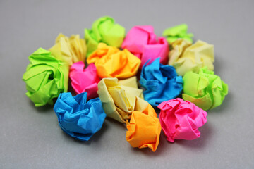 Group of colorful discarded papers