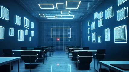 Futuristic Virtual Classroom: A High-Tech Learning Environment with Digital Interfaces - Powered by Adobe