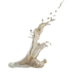 Splash of Creamy Liquid Captured in Dynamic Motion with High Detail Against Transparent Background