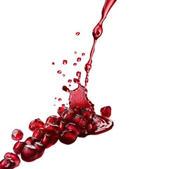 Splashes of Red Juice Flowing Elegantly Over Fresh Juicy Red Berries on a Bright Transparent Background
