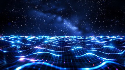 abstract technology background with glowing lines and dots