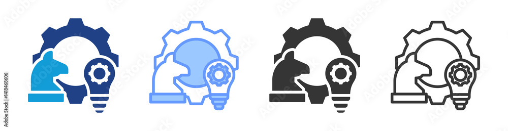 Poster Strategies icon set multiple style collection