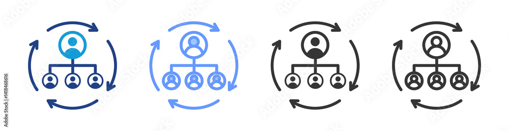 Poster organizational icon set multiple style collection