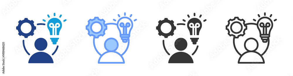 Poster initiatives icon set multiple style collection