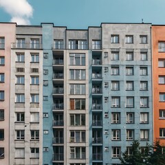 Colorful apartment buildings cityscape