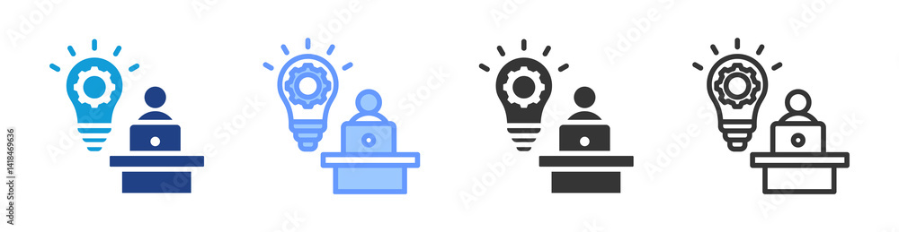Poster Solution Architecture icon set multiple style collection