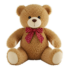 Obraz premium Brown Teddy Bear with Red Bow Tie Sitting