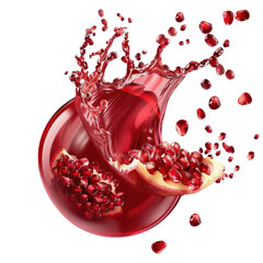 Vibrant Splash of Pomegranate Juice with Seeds in Motion Captured in High Detail, Isolated on Transparent Background for Culinary and Health Inspired Projects