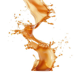 Beautiful high-speed capture of orange liquid splash creating dynamic shapes against a Transparent Background showcasing texture and fluid motion