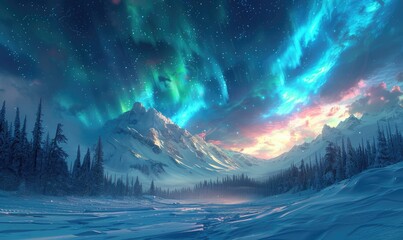 nature scenery during winter with snow and clear sky Generate AI