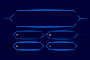 Quiz game. Interactive quiz design featuring four answer choices against a sleek blue and black background. Vector 