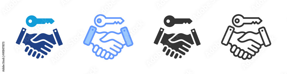 Poster key partners icon set multiple style collection